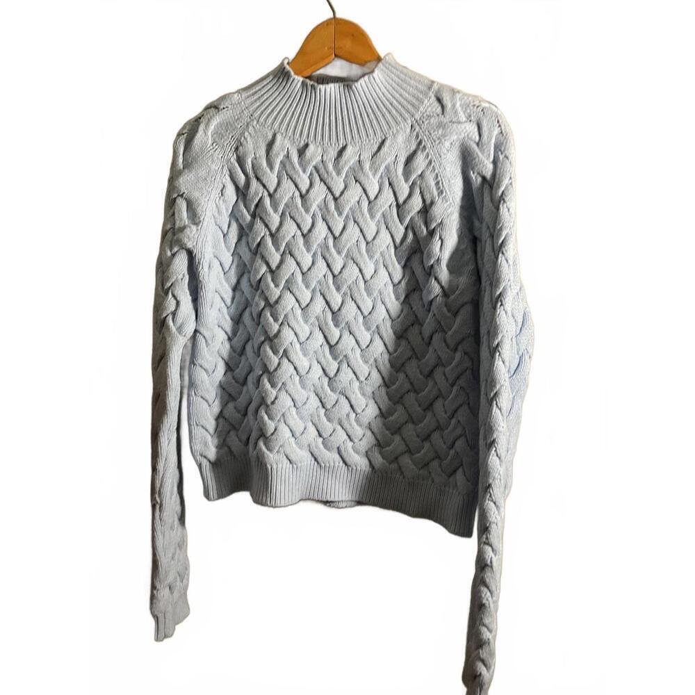 The East Order Women's Blue Adele Cable-Knit Long Sleeve Sweater Size Small